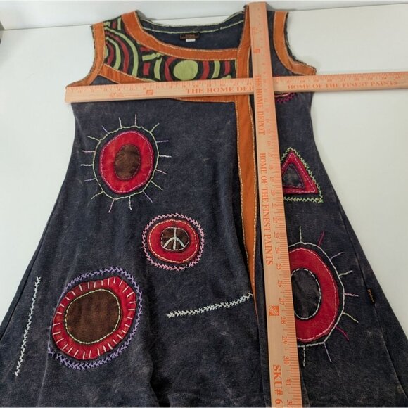 Rising International Embroidered Dress Womens Size Small Black Artsy Boho Hippie - Picture 8 of 10